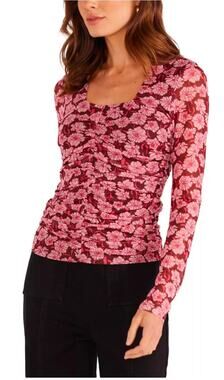 NWT MINKPINK Dakota mesh long sleeve ruched top